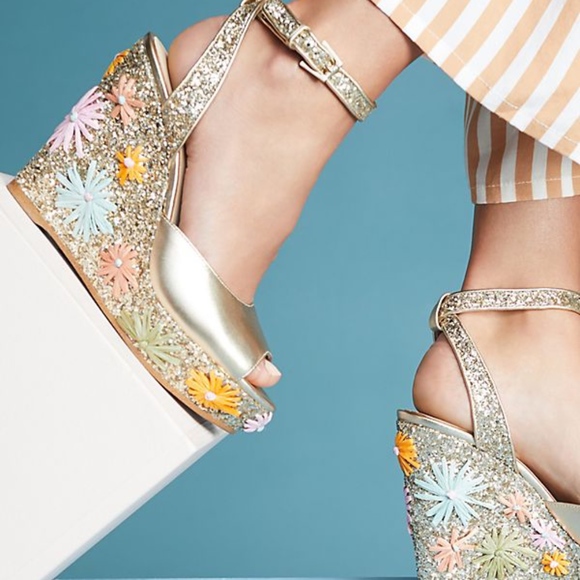 Botkier Shoes - BOTKIER Jessie Metallic Floral Wedge Sandal